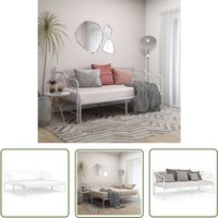 Ausziehsofa Bettgestell Weiß Metall 90x200 cm - Ausziehsofa - Bettgestell - Schlafsofa - Gästebett - Wohnzimmermöbel - The Living Store von THE LIVING STORE