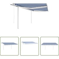 Automatische Markise mit led & Windsensor 4x3,5 m Blau und Weiß - Sonnensegel - Markise - Gartensonnenblende - Terrasse - Balkon - The Living Store von THE LIVING STORE