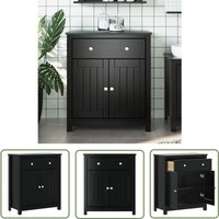 The Living Store - Badschrank berg Schwarz 69,5x34x80 cm Massivholz Kiefer - Badeschrank - Badmöbel - Kiefernholzmöbel - Schwarz - Handtuchhalter von THE LIVING STORE