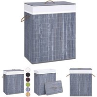 Bambus-Wäschekorb mit 2 Fächern Grau 100 l - Wäschekörbe - Grau - The Living Store von THE LIVING STORE
