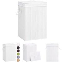 The Living Store - Bambus-Wäschekorb mit 2 Fächern Weiß 72 l - Wäschekörbe - Weiß von THE LIVING STORE