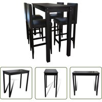 Barset Bartisch mit 4 Barhockern Schwarz - Essbereich - Bartisch - Barhocker - Küchentisch - Kleines Wohnzimmer von THE LIVING STORE