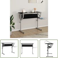 The Living Store - Basteltisch Schwarz & Grau 110x53x(58-87)cm Holzwerkstoff Stahl - Bürostuhl - Schreibtisch - Homeoffice - Arbeitsplatzgestaltung von THE LIVING STORE