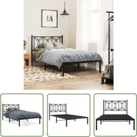 Bettgestell mit Kopfteil Metall Schwarz 100x200 cm - Metallbettfundament - Doppelbett - Schwarzes Bettgestell - Boxspringrahmen - Stahlbettgestell Bettgestell mit Kopfteil Metall Schwarz 100x200 cm - Metallbettfundament - Doppelbett - Schwarzes Bettgestell - Boxspringrahmen - Stahlbettgestell von THE LIVING STORE