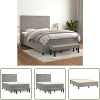 The Living Store - Boxspringbett mit Matratze Hellgrau 140x200 cm Samt - Samtbett - Boxspringbett - Doppelbett - Schlafzimmermöbel - Luxusbett The Living Store - Boxspringbett mit Matratze Hellgrau 140x200 cm Samt - Samtbett - Boxspringbett - Doppelbett - Schlafzimmermöbel - Luxusbett von THE LIVING STORE