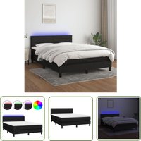 Boxspringbett mit Matratze & led Schwarz 140x200 cm Stoff - Boxspringbett - Doppelbett - Schlafsofa - Bettenrahmen - Lattenrost - The Living Store Boxspringbett mit Matratze & led Schwarz 140x200 cm Stoff - Boxspringbett - Doppelbett - Schlafsofa - Bettenrahmen - Lattenrost - The Living Store von THE LIVING STORE