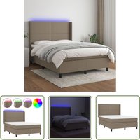The Living Store - Boxspringbett mit Matratze & led Taupe 140x200 cm Stoff - Boxspringbett - Doppelbett - Bettenrahmen - Lattenrost - Matratze The Living Store - Boxspringbett mit Matratze & led Taupe 140x200 cm Stoff - Boxspringbett - Doppelbett - Bettenrahmen - Lattenrost - Matratze von THE LIVING STORE