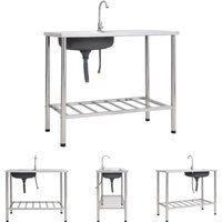 Camping-Spüle mit Wasserhahn Edelstahl - Küchenspülen & Spülbecken - Silber - The Living Store von THE LIVING STORE