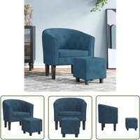 Clubsessel mit Fußhocker Dunkelblau Samt - Samtsofa - Lounge Chair - Beistelltisch - Sessel Blau - Gemütlicher Sessel - The Living Store Clubsessel mit Fußhocker Dunkelblau Samt - Samtsofa - Lounge Chair - Beistelltisch - Sessel Blau - Gemütlicher Sessel - The Living Store von THE LIVING STORE