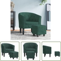 Clubsessel mit Fußhocker Dunkelgrün Samt - Samtsofa - Lounge Chair - Sessel Dunkelgrün - Bequeme Couch - Gemütlicher Stuhl - The Living Store von THE LIVING STORE