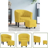 Clubsessel mit Fußhocker Gelb Samt - Samtsofa - Lounge Chair - Beistelltisch - Gemütlicher Sessel - Farbiger Sessel - The Living Store von THE LIVING STORE