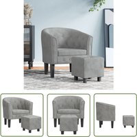 Clubsessel mit Fußhocker Hellgrau Samt - Samtsofa - Sessel Hellgrau - Lounge Chair - Bequeme Möbel - Wohnzimmer Dekoration - The Living Store Clubsessel mit Fußhocker Hellgrau Samt - Samtsofa - Sessel Hellgrau - Lounge Chair - Bequeme Möbel - Wohnzimmer Dekoration - The Living Store von THE LIVING STORE