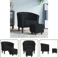 Clubsessel mit Fußhocker Schwarz Samt - Samtsofa - Sessel Schwarz - Lounge Chair - Beistelltisch - Deko Couchtisch - The Living Store Clubsessel mit Fußhocker Schwarz Samt - Samtsofa - Sessel Schwarz - Lounge Chair - Beistelltisch - Deko Couchtisch - The Living Store von THE LIVING STORE