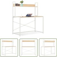 Computertisch Weiß und Eiche 120x60x138 cm - Bürostuhl - Schreibtisch - Home Office - Arbeitsplatzgestaltung - Moderner Schreibtisch - The Living von THE LIVING STORE