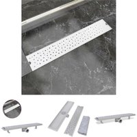 The Living Store - Duschrinne 630x140 mm Edelstahl Löcher-Design - Abflüsse von THE LIVING STORE
