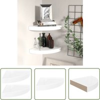 The Living Store - Eck-Schweberegale 2 Stk. Hochglanz-Weiß 25x25x3,8 cm mdf - Eckregal - Wandregal - Schwebender Wandregal - Regal Weiß von THE LIVING STORE
