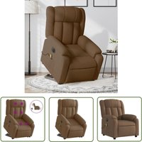 Elektrischer Massagesessel mit Aufstehhilfe Braun Stoff - Elektrischer Massagesessel - Relaxsessel - Fernsehsessel - Ergonomischer Stuhl - Bequeme von THE LIVING STORE