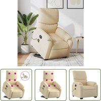 The Living Store - Elektrischer Massagesessel mit Aufstehhilfe Creme Stoff - Elektrischer Massagesessel - Relaxsessel - Fernsehsessel - Aufstehhilfe von THE LIVING STORE