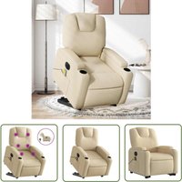 Elektrischer Massagesessel mit Aufstehhilfe Creme Stoff - Elektrischer Massagesessel - Relaxsessel - Fernsehsessel - Ergonomischer Stuhl - Bequeme von THE LIVING STORE