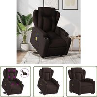 Elektrischer Massagesessel mit Aufstehhilfe Dunkelbraun Stoff - Elektrischer Massagesessel - Relaxsessel - Fernsehsessel - Beistelltisch von THE LIVING STORE