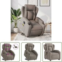 Elektrischer Massagesessel mit Aufstehhilfe Taupe Stoff - Elektrischer Massage Sessel - Relaxsessel - Fernsehsessel - Ergonomischer Sessel - Bequeme von THE LIVING STORE
