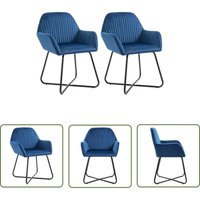 Esszimmerstühle 2 Stk. Blau Samt - Esszimmerstühle - Samtstuhl - Blau - Wohnzimmersessel - Stahlgestell - The Living Store Esszimmerstühle 2 Stk. Blau Samt - Esszimmerstühle - Samtstuhl - Blau - Wohnzimmersessel - Stahlgestell - The Living Store von THE LIVING STORE