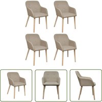 Esszimmerstühle 4 Stk. Beige Stoff und Massivholz Eiche - Esszimmerstühle - Holzstühle - Beige Möbel - Stühle Mit Armlehnen - Bequeme Stühle - The Esszimmerstühle 4 Stk. Beige Stoff und Massivholz Eiche - Esszimmerstühle - Holzstühle - Beige Möbel - Stühle Mit Armlehnen - Bequeme Stühle - The von THE LIVING STORE