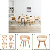 Esszimmerstühle 4 Stk. Creme Bugholz und Kunstleder - Esszimmerstühle - Küchenstühle - Holzstühle - Kunstledersitze - Bequeme Stühle - The Living von THE LIVING STORE