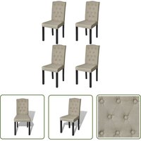 Esszimmerstühle 4 Stk. Kamel Stoff - Esszimmerstühle - Stuhlset - Chesterfied Look - Leinensofa - Beige - The Living Store Esszimmerstühle 4 Stk. Kamel Stoff - Esszimmerstühle - Stuhlset - Chesterfied Look - Leinensofa - Beige - The Living Store von THE LIVING STORE