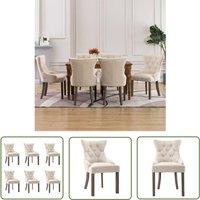 Esszimmerstühle 6 Stk. Beige Stoff - Esszimmerstühle - Beige - Holztisch - Set Von 6 - Bequeme Stühle - The Living Store von THE LIVING STORE