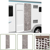 Fliegenvorhang Braun und Weiß 56x200 cm Chenille - Fliegenvorhang - Insektenschutz - Türvorhang - Privatsphäre - Wärmedämmung - The Living Store von THE LIVING STORE