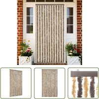 The Living Store - Fliegenvorhang Dunkelbraun und Beige 100x200 cm Chenille - Fliegenvorhang - Insektenschutz - Türvorhang - Fensterdeko - Privacy von THE LIVING STORE