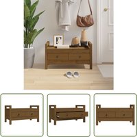 The Living Store - Flurbank Honigbraun 80x40x43 cm Massivholz Kiefer - Flurbank - Holzmöbel - Kiefernholz Möbel - Sitzbank Mit Stauraum - Einbaubank von THE LIVING STORE