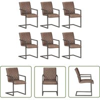 Freischwinger 6 Stk. Braun Echtleder - Esszimmerstühle - Lederstühle - Vintage Möbel - Retro Stuhl - Brauner Stuhl - The Living Store Freischwinger 6 Stk. Braun Echtleder - Esszimmerstühle - Lederstühle - Vintage Möbel - Retro Stuhl - Brauner Stuhl - The Living Store von THE LIVING STORE