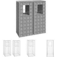 The Living Store - Gabionensäulen 2 Stk. 40x40x100 cm Eisen - Zaunpfosten & -querlatten - Silber von THE LIVING STORE