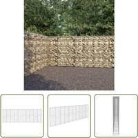 Gabionenwand mit Abdeckung Verzinkter Stahl 600×30×200 cm - Gabionenwand - Stahltrennung - Gartenzaun - Terrassenbegrenzung - Sichtbarriere - The von THE LIVING STORE