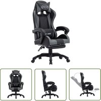 The Living Store - Gaming-Stuhl mit Fußstütze Grau und Schwarz Kunstleder - Gaming-Stuhl - Bürostuhl - Ergonomischer Stuhl - Schreibtischstuhl The Living Store - Gaming-Stuhl mit Fußstütze Grau und Schwarz Kunstleder - Gaming-Stuhl - Bürostuhl - Ergonomischer Stuhl - Schreibtischstuhl von THE LIVING STORE