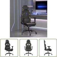 The Living Store - Gaming-Stuhl mit Fußstütze Schwarz und Tarnfarben Kunstleder - Gaming Stuhl - Gamer Chair - pc Stuhl - Schreibtischstuhl von THE LIVING STORE