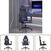 The Living Store - Gaming-Stuhl mit Massagefunktion Schwarz und Blau Kunstleder - Gaming-Stuhl - Gamer Chair - Bürostuhl - Schreibtischstuhl von THE LIVING STORE