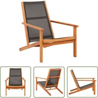 Garten-Loungestuhl Schwarz Massivholz Eukalyptus und Textilene - Gartensessel - Gartenstuhl - Loungesessel - Eukalyptus Gartenstuhl - Wetterfestes von THE LIVING STORE
