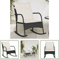The Living Store - Garten-Schaukelstuhl mit Kissen Schwarz Poly Rattan - Gartenschaukelstuhl - Outdoor Möbel - Gartenlounge - Relaxsessel von THE LIVING STORE