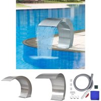 Garten-Wasserfall Pool-Fontäne Edelstahl 45x30x60 cm - Brunnen & Wasserfälle - Silber - The Living Store von THE LIVING STORE