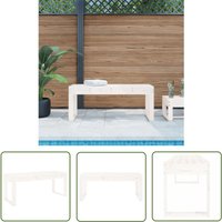 Gartenbank Weiß 110x38x45 cm Massivholz Kiefer - Gartenbank - Holzmöbel - Gartenmöbel - Terrassentisch - Outdoor Möbel - The Living Store von THE LIVING STORE
