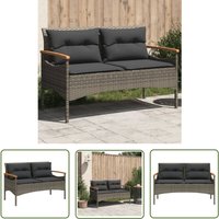 Gartenbank mit Kissen 116x62,5x74 cm Grau Poly Rattan - Gartenbank - Outdoor-Bank - Terrasse - Gartenmöbel - Rattan Gartenmöbel - The Living Store Gartenbank mit Kissen 116x62,5x74 cm Grau Poly Rattan - Gartenbank - Outdoor-Bank - Terrasse - Gartenmöbel - Rattan Gartenmöbel - The Living Store von THE LIVING STORE