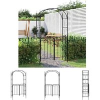 Gartenbogen mit Tor Schwarz 108x45x235 cm Stahl - Rosenbögen, Gitter & Pergolen - Schwarz - The Living Store von THE LIVING STORE