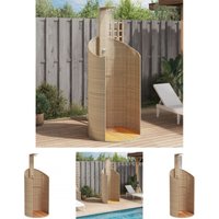 Gartendusche Beige 100x100x241,5 cm Poly Rattan Akazienholz - Pool- & Whirlpool-Zubehör - The Living Store von THE LIVING STORE