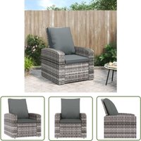 Gartensessel Verstellbar mit Kissen Grau Poly Rattan - Gartensessel - Lounge Chair - Außenmöbeln - Gartenmöbel - Terrassenmöbel - The Living Store von THE LIVING STORE