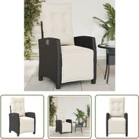 Gartensessel mit Fußteil Verstellbar Schwarz Poly Rattan - Gartenstuhl - Relaxsessel - Outdoor Möbel - Gartenmöbel - Lounge Sessel - The Living Store von THE LIVING STORE