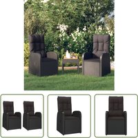 Gartensessel mit Kissen 2 Stk. Verstellbar Schwarz Poly Rattan - Gartenstuhl - Liegesessel - Outdoor Möbel - Pool Lounge Chair - Gartenlounge - The von THE LIVING STORE