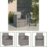 The Living Store Gartensessel mit Kissen Grau Poly Rattan - Gartensessel - Gartenstuhl - Outdoor Möbel - Balkonmöbeln - Lounge Sessel von THE LIVING STORE